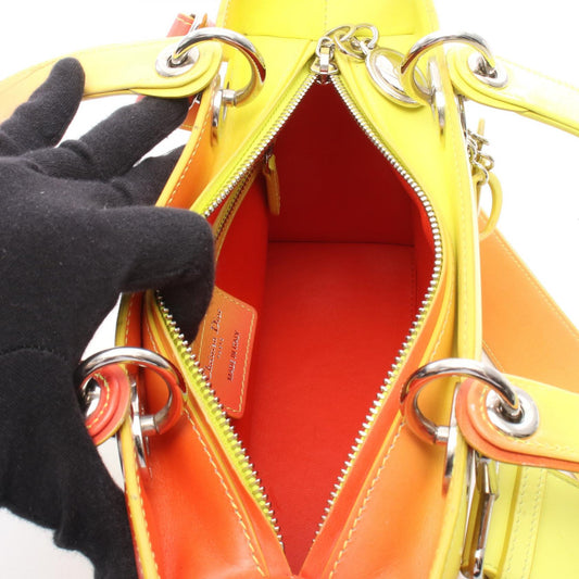 Dior LADY DIOR Christian Dior Gradient 2-Way Handbag Orange/Yellow leather 2101220080167