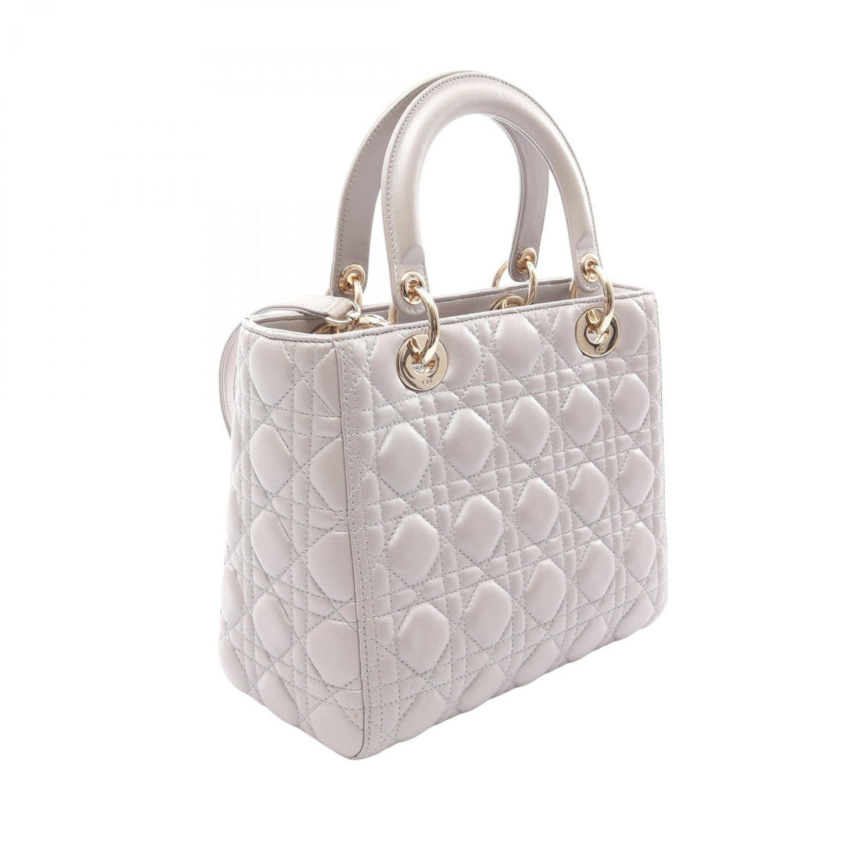 Dior LADY DIOR Christian Dior Cannage 2WAY Handbag Gray leather 2101220080174