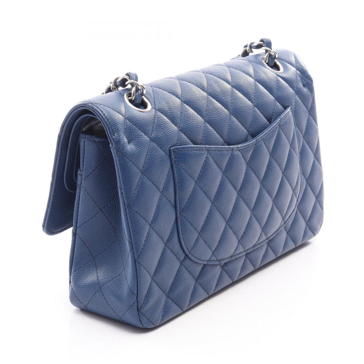 CHANEL Blue Matelasse W flap Grained Calfskin leather A01112 2106800639780