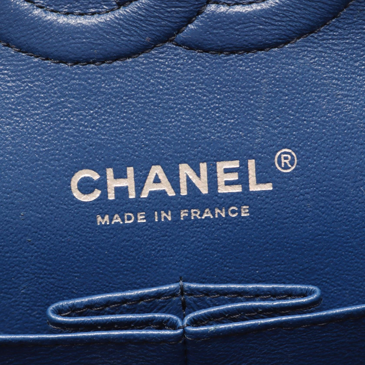 CHANEL Blue Matelasse W flap Grained Calfskin leather A01112 2106800639780
