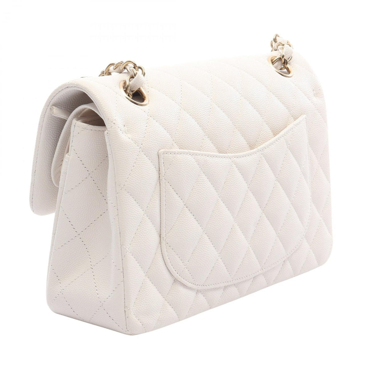 CHANEL White Matelasse W flap Grained Calfskin leather A01113 2106800639797
