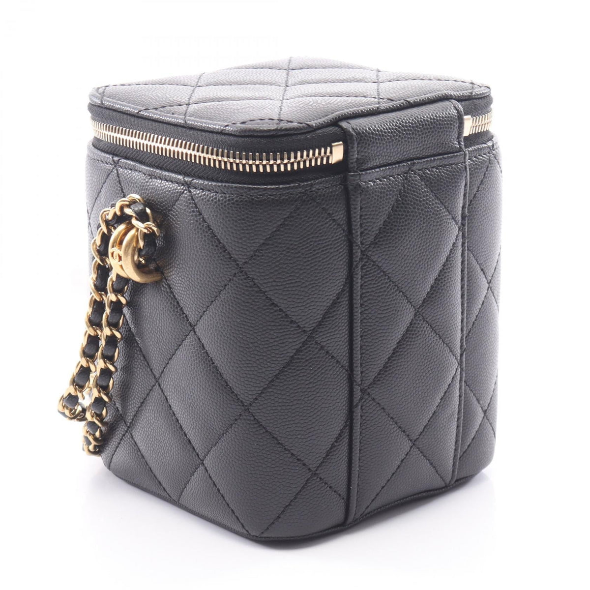 CHANEL Black Matelasse vanity bag Grained Calfskin leather 2106800639322