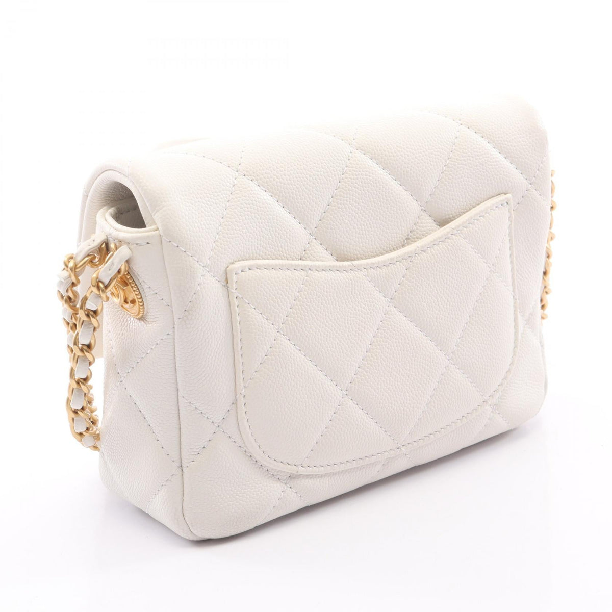 CHANEL White Mini Matelasse Grained Calfskin leather 2106800639452
