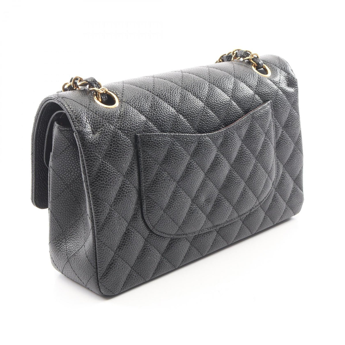 CHANEL Black Matelasse W flap Grained Calfskin leather A01112 2104102529884