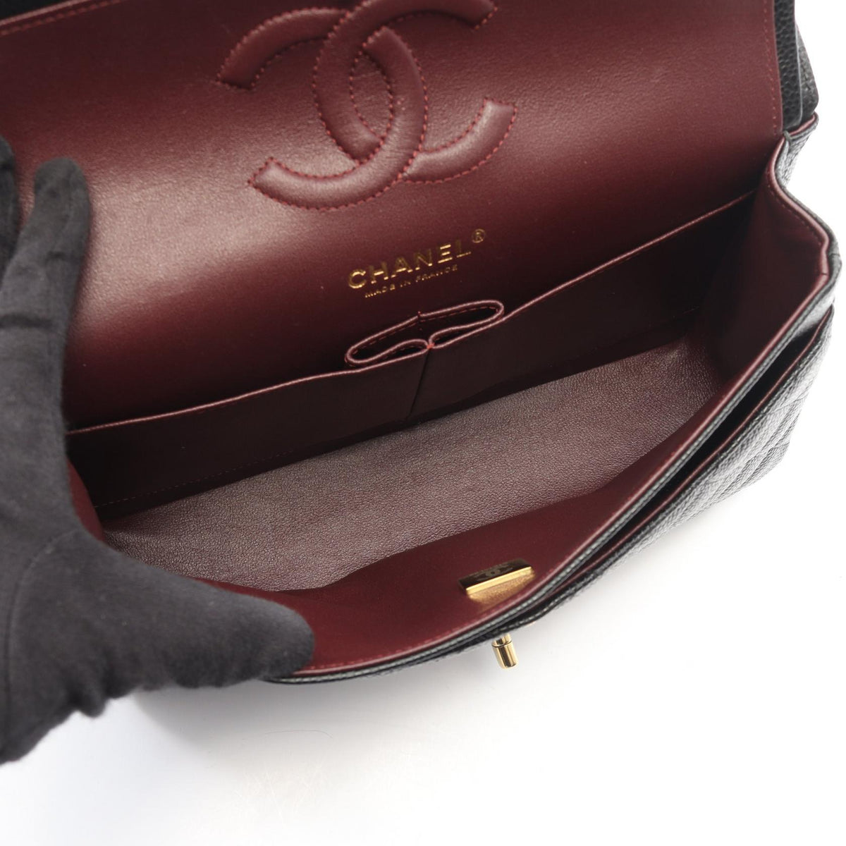 CHANEL Black Matelasse W flap Grained Calfskin leather A01112 2104102529884