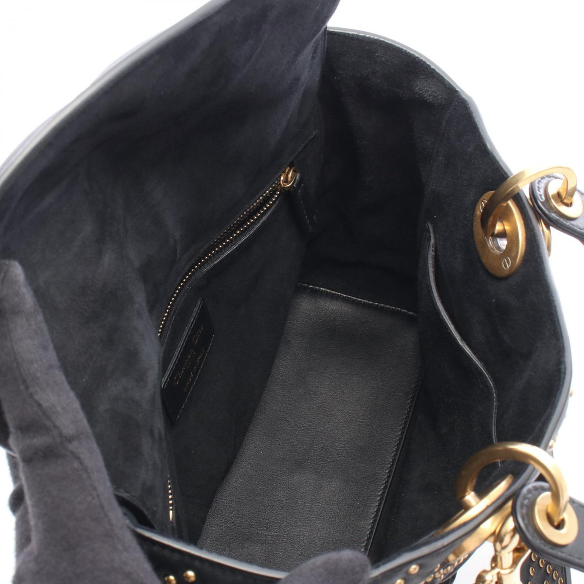 Dior LADY DIOR Christian Dior Studded 2-Way Bag Handbag Black leather 2101220074241