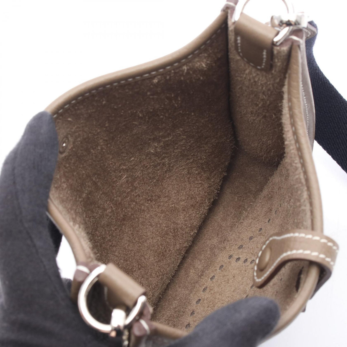 HERMES EvelyneTPM Shoulder BagEtoupe Grey Etoupe Grey Gray Taurillon Clemence leather Taurillon Clemence 2101220074623