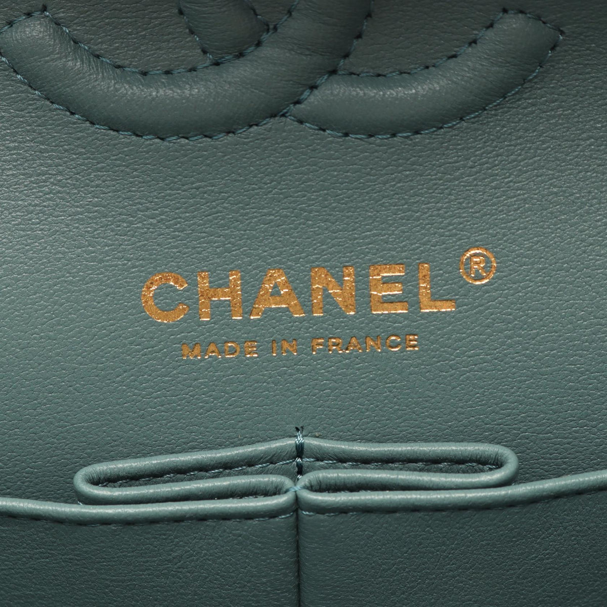 CHANEL Green Matelasse W flap Lambskin (sheep leather) 2106800639308