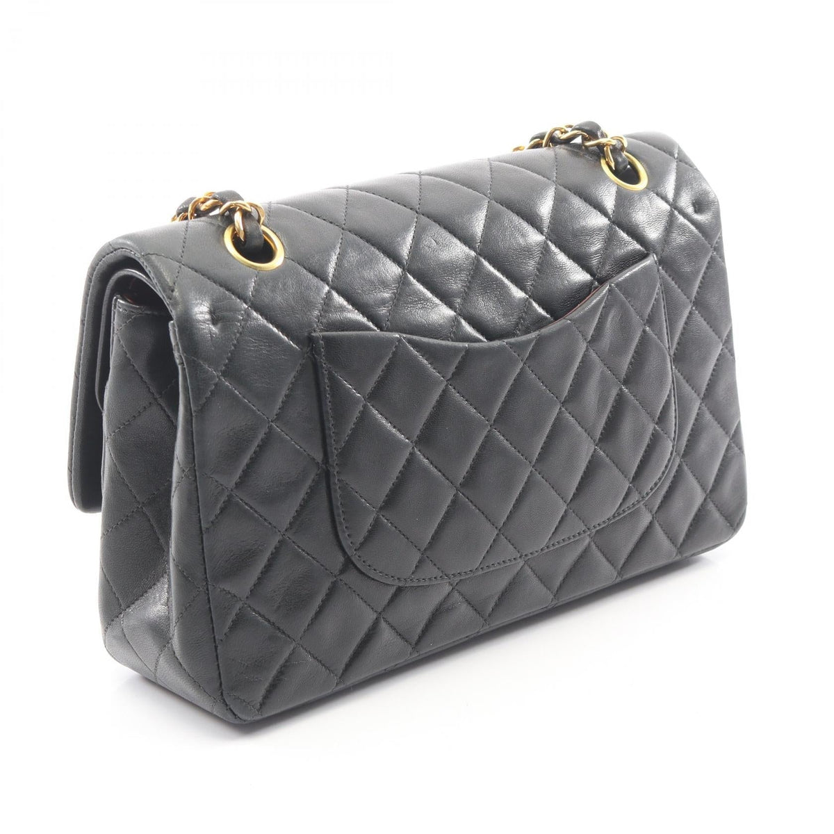 CHANEL Black Matelasse W flap Lambskin (sheep leather) A01112 2118300094013