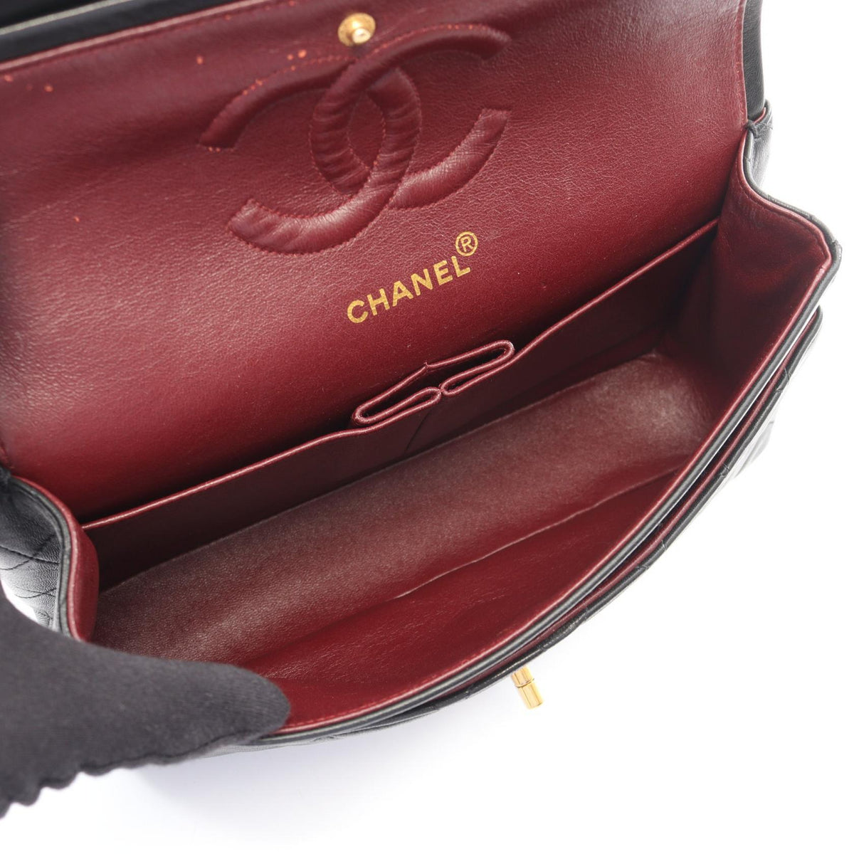CHANEL Black Matelasse W flap Lambskin (sheep leather) A01112 2118300094013