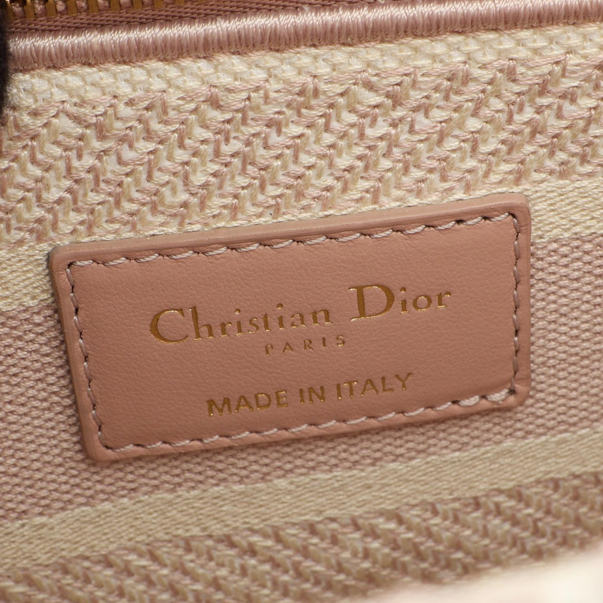 Dior LADY D-LITE Medium Houndstooth 2-Way Bag Handbag Pink/Beige canvas M0565OZAF 2120900132903