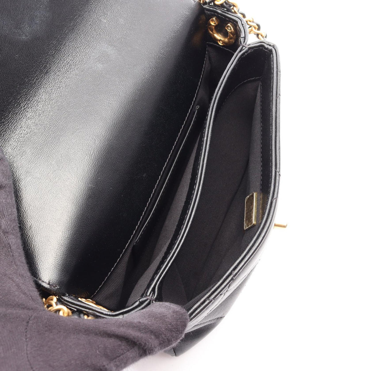CHANEL Black Matelasse small flap Lambskin (sheep leather) AS4862 2101220073657