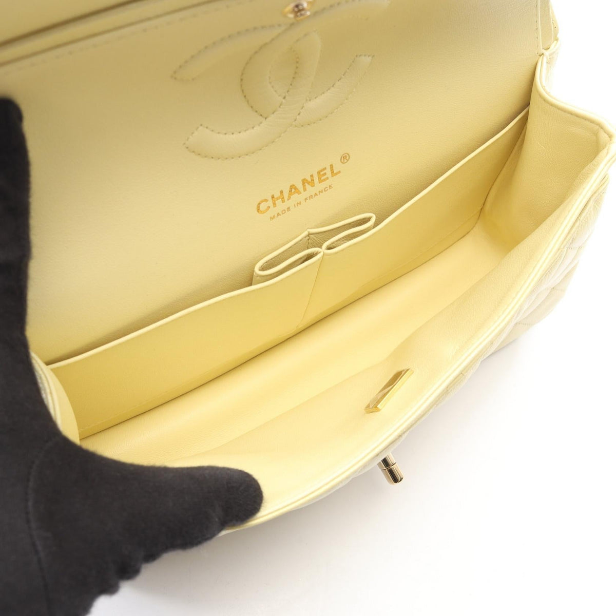 CHANEL Yellow Matelasse W-flap gradation leather A01112 2101220073633