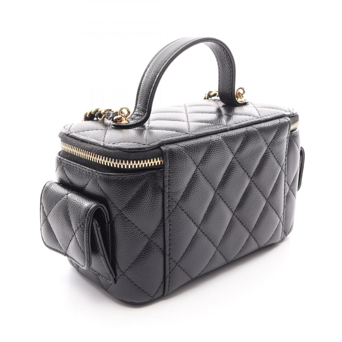 CHANEL Black Matelasse Vanity Bag 2WAY Grained Calfskin leather AP3017 2101220073640