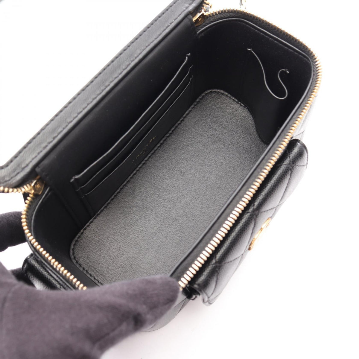 CHANEL Black Matelasse Vanity Bag 2WAY Grained Calfskin leather AP3017 2101220073640