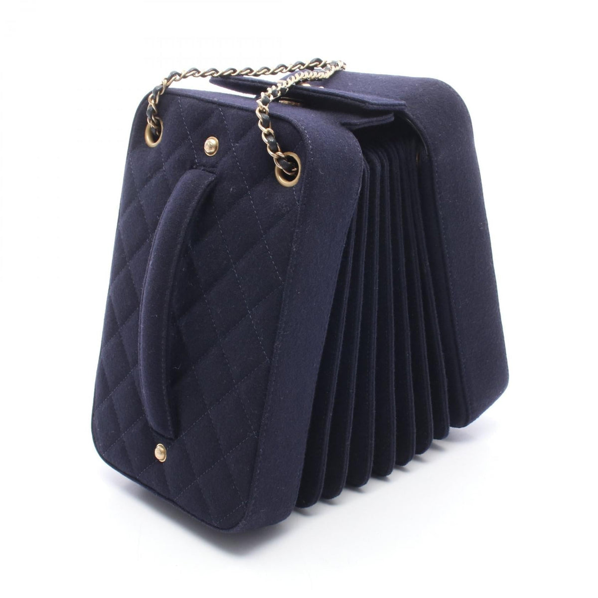 CHANEL Navy accordion wool 2101220073794