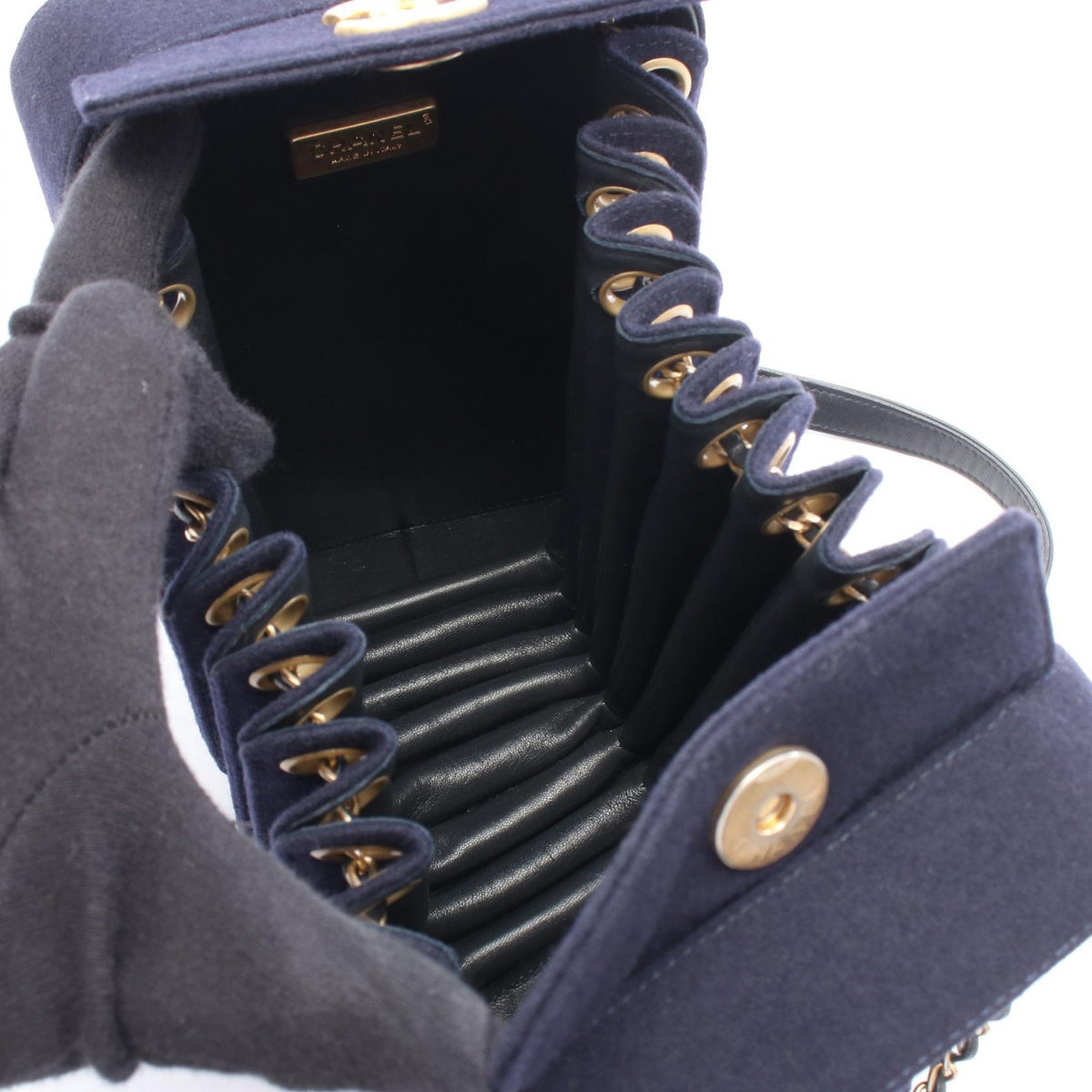 CHANEL Navy accordion wool 2101220073794