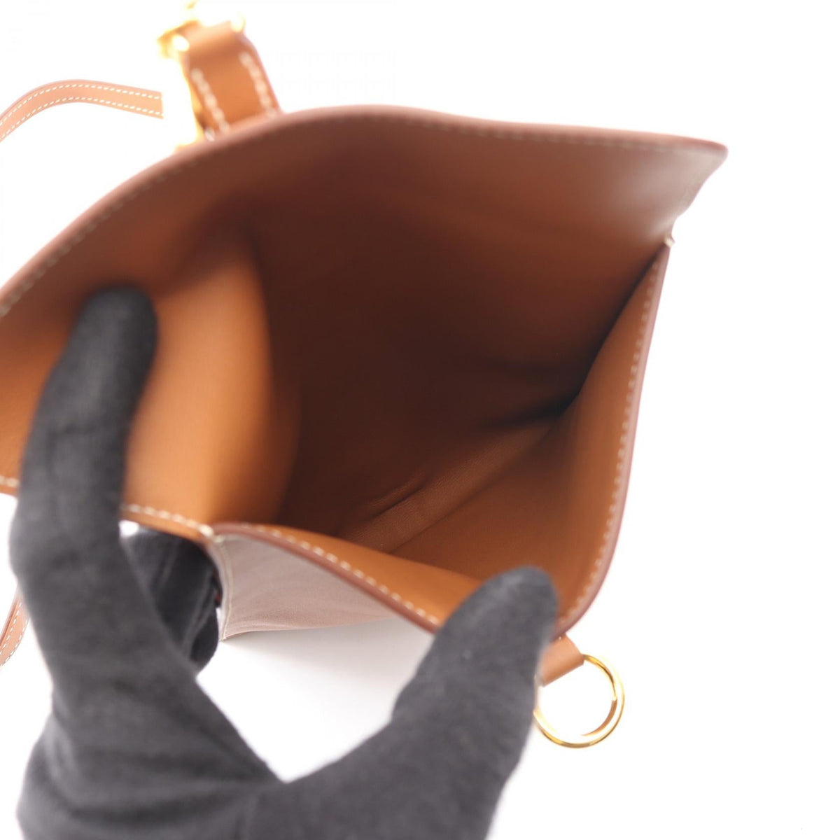 HERMES Glennan To-Go Shoulder BagGold Gold Brown Vaux Swift leather leather Calfskin (cowhide) Vaux Swift leather 2104102529037