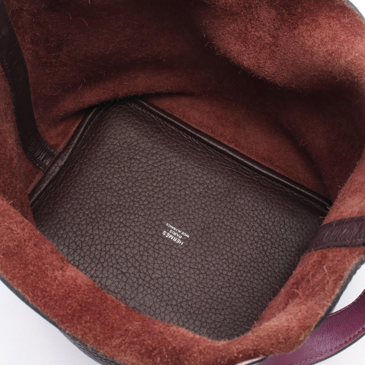 HERMES Picotin Rock Eclat PM Rouge sellier Anemone HandbagRouge sellier Rouge sellier Brown/Purple Taurillon Clemence leather Vaux Swift leather 2104102529099