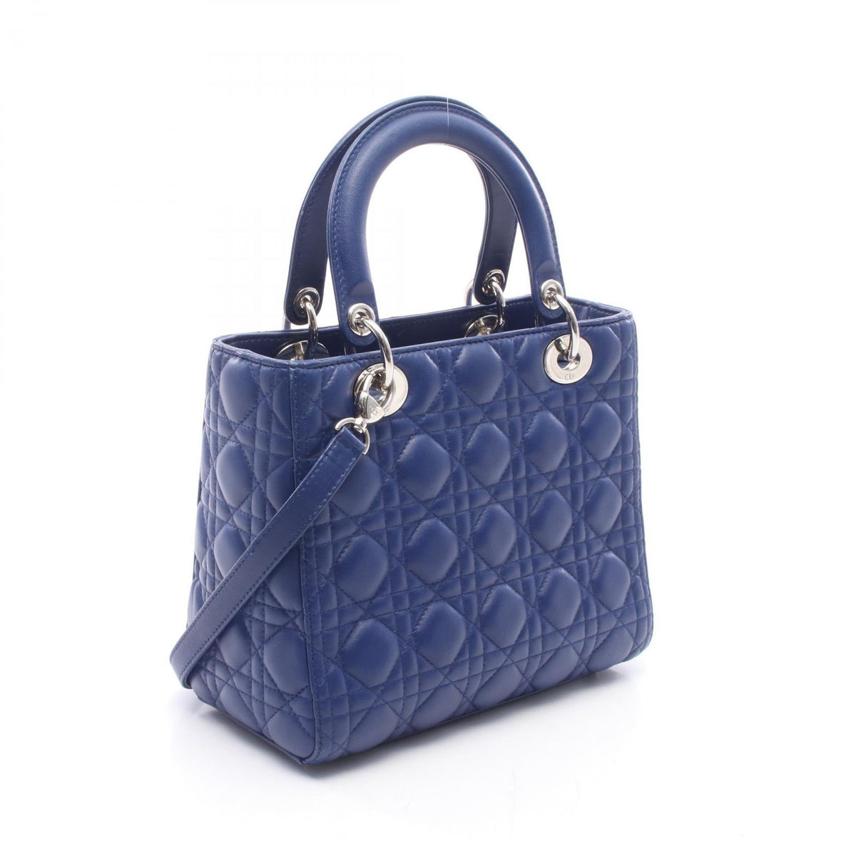 Dior LADY DIOR Christian Dior Cannage 2WAY Handbag Blue leather 2104102529112