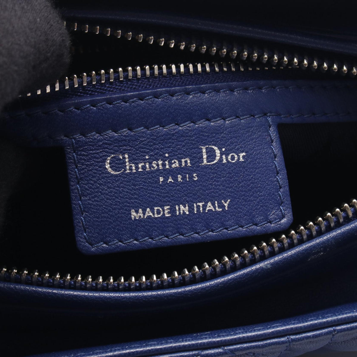 Dior LADY DIOR Christian Dior Cannage 2WAY Handbag Blue leather 2104102529112