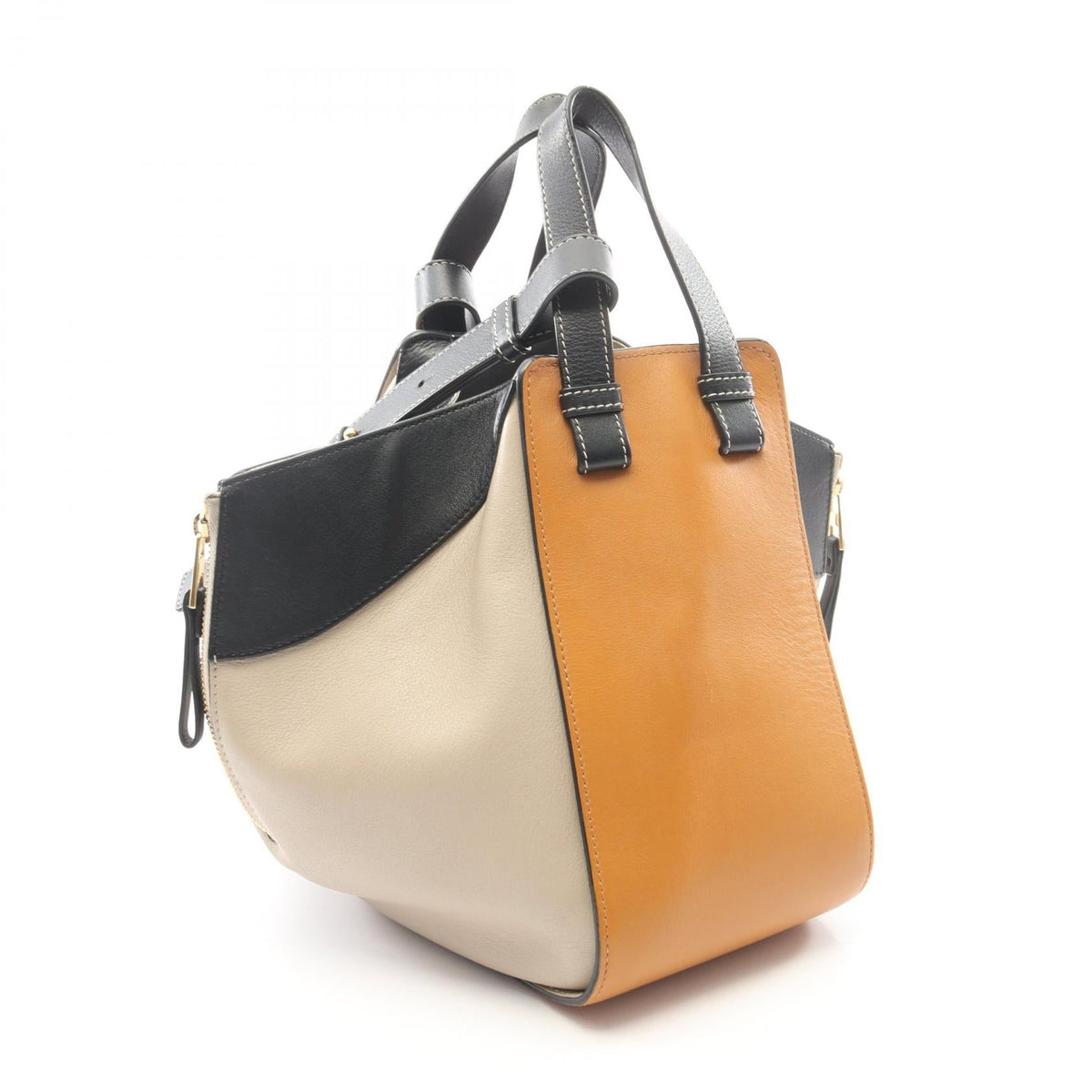 LOEWE HAMMOCK SMALL (2-Way Hammock) Handbag Brown/Gray/Black leather 2101220058890
