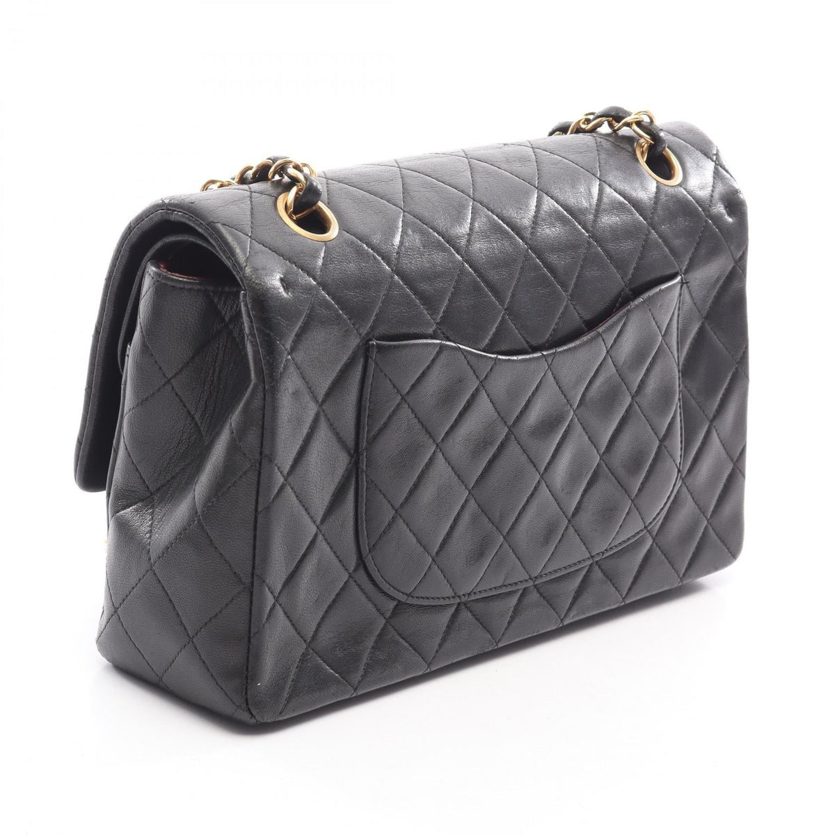 CHANEL Black Matelasse W flap Lambskin (sheep leather) 2101220059422