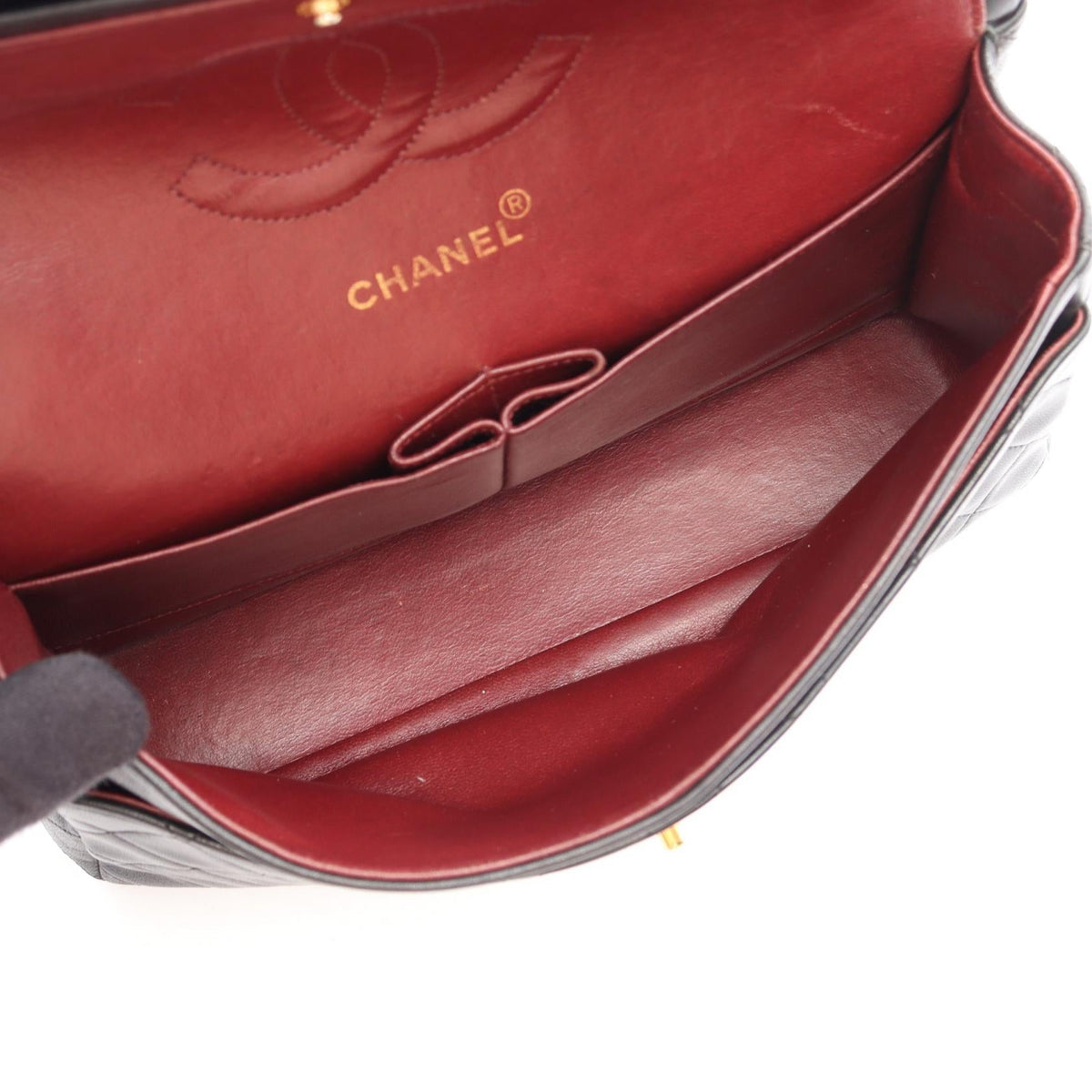 CHANEL Black Matelasse W flap Lambskin (sheep leather) 2101220059422