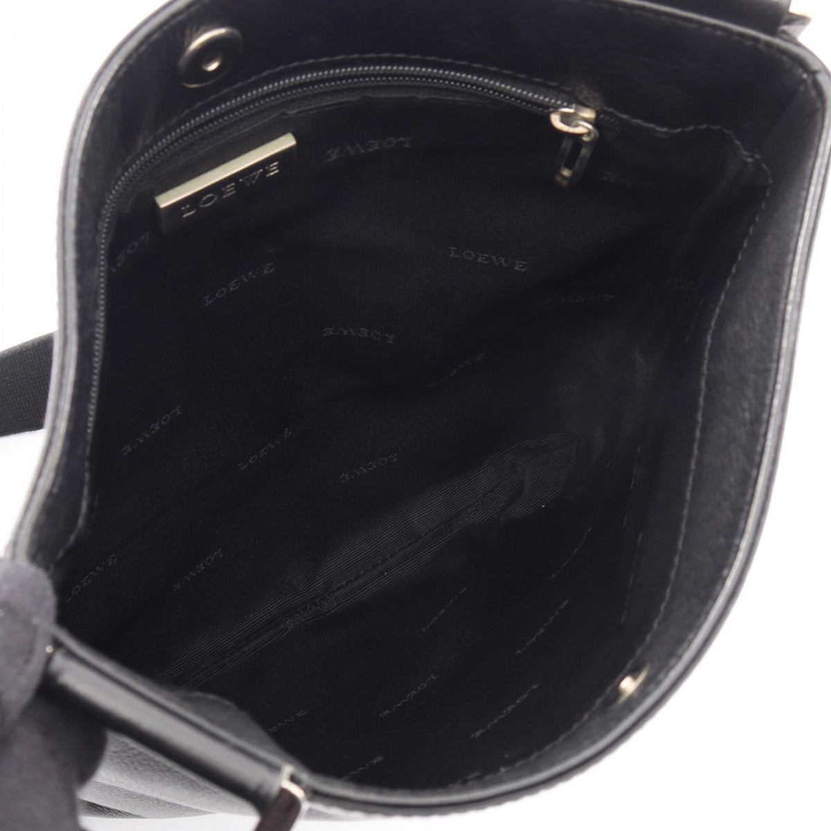 LOEWE anagram Shoulder Bag Black leather 2101220058807