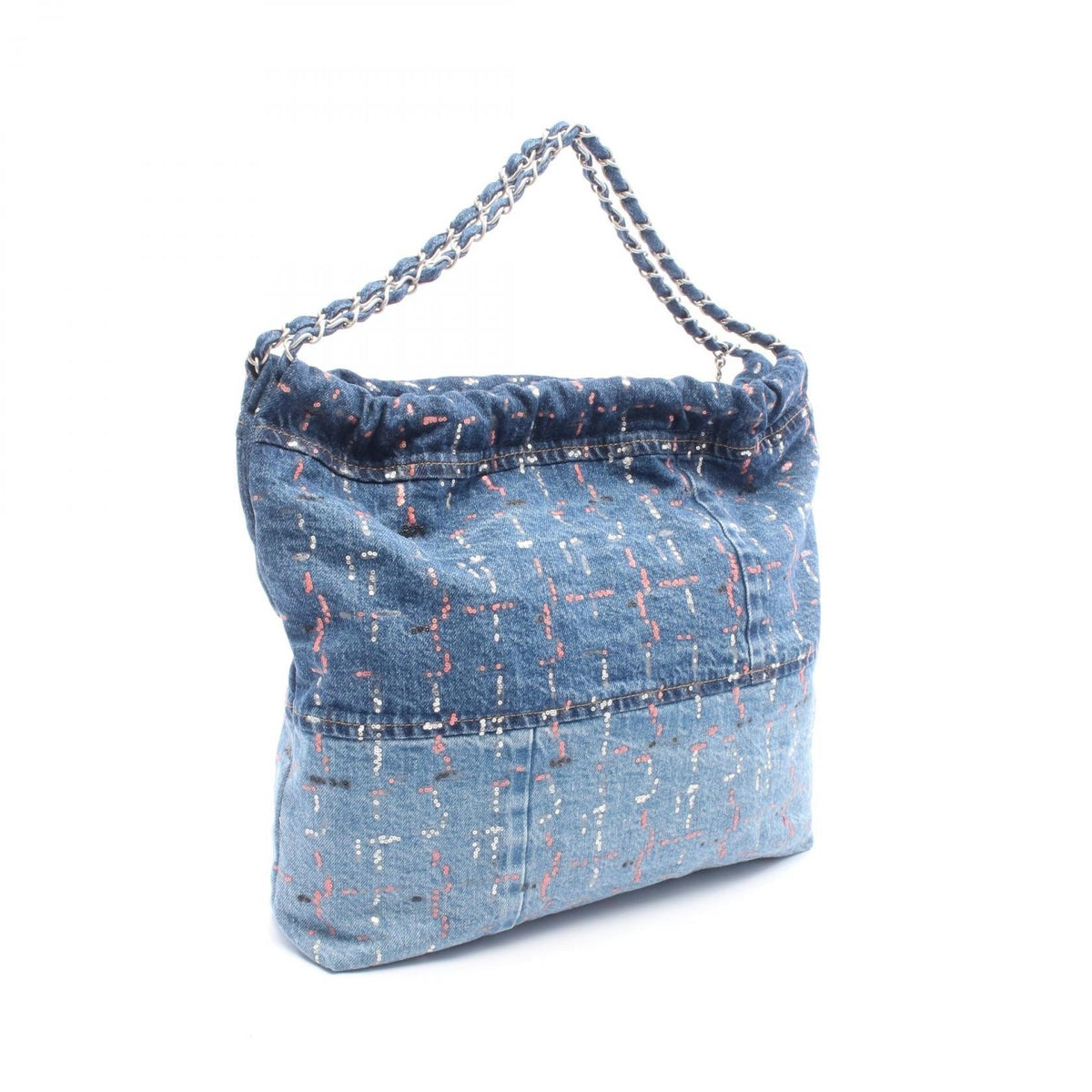 CHANEL Blue Matelasse Chanel 22 Large Sequins denim 2104102528641