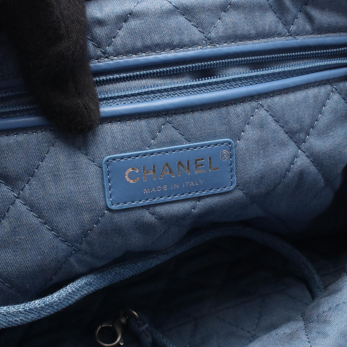 CHANEL Blue Matelasse Chanel 22 Large Sequins denim 2104102528641