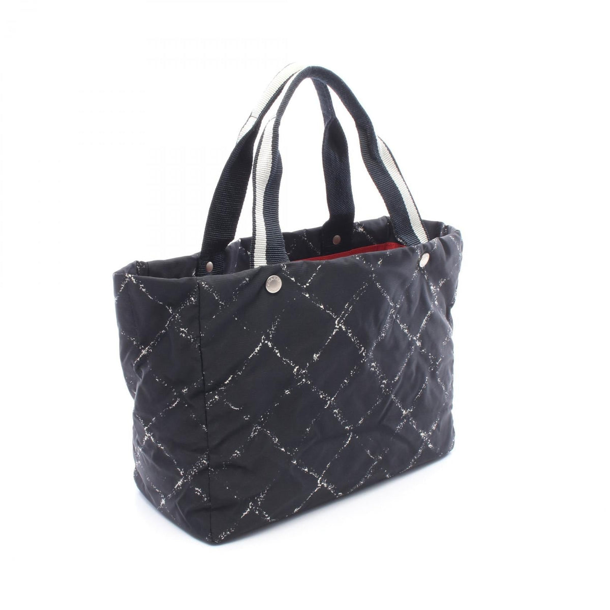 CHANEL Black/White Old travel line Nylon 2104102528719