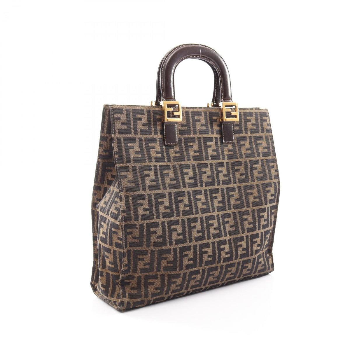 FENDI Zucca Tote Bag Brown/Black canvas leather 2101220057879