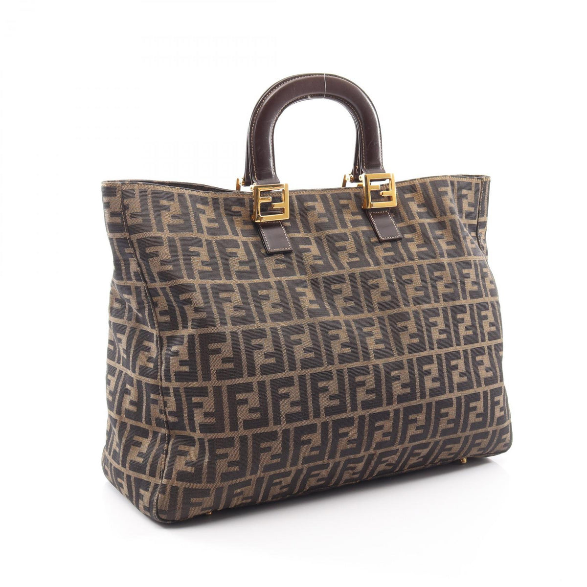 FENDI Zucca Tote Bag Brown/Black canvas leather 2101220057886