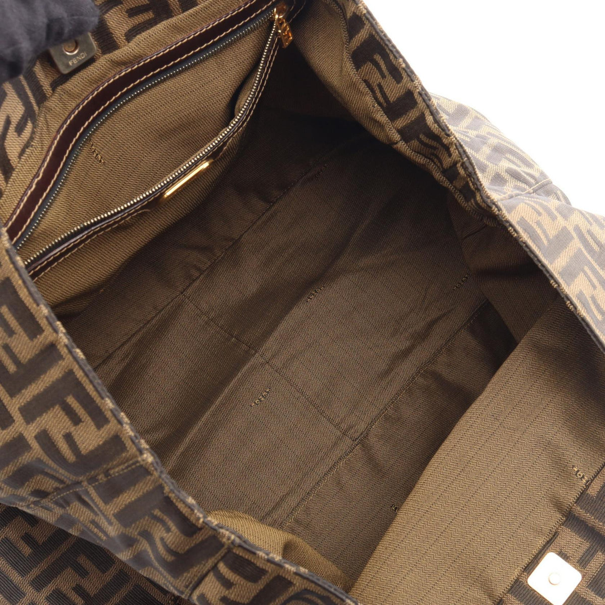 FENDI Zucca Tote Bag Brown/Black canvas leather 2101220057886