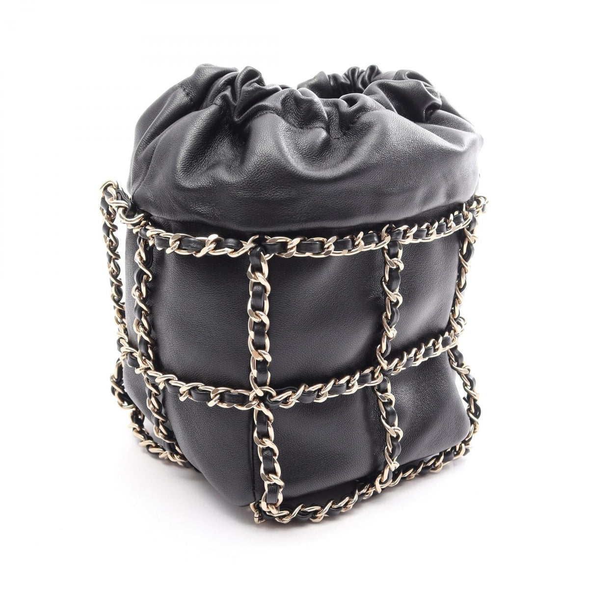 CHANEL Black COCO Mark drawstring purse Lambskin (sheep leather) AS2313 2106800638608