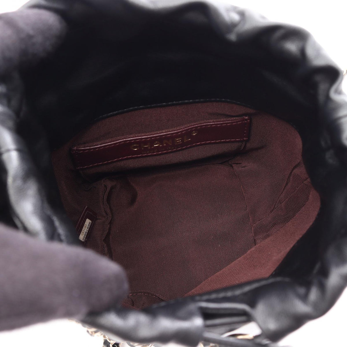 CHANEL Black COCO Mark drawstring purse Lambskin (sheep leather) AS2313 2106800638608
