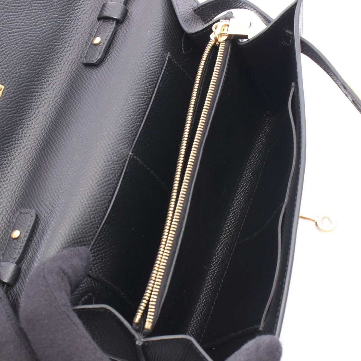 HERMES Kelly to go Shoulder Bag Black Epsom leather Epsom 2120300056281