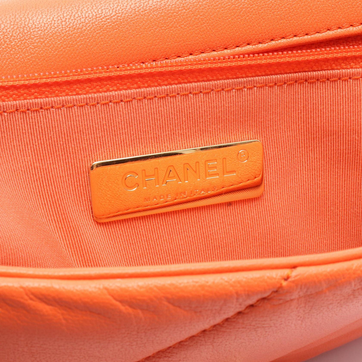 CHANEL Orange 19 dix-neuf 19 Matelasse leather AS1160 2120300056526