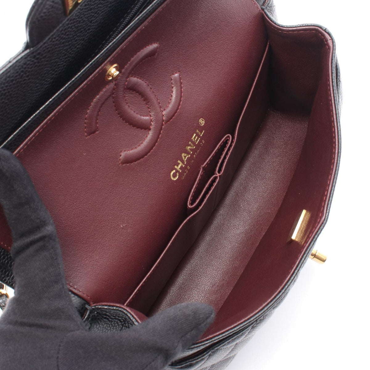CHANEL Black Matelasse W flap Grained Calfskin leather 2104102528542