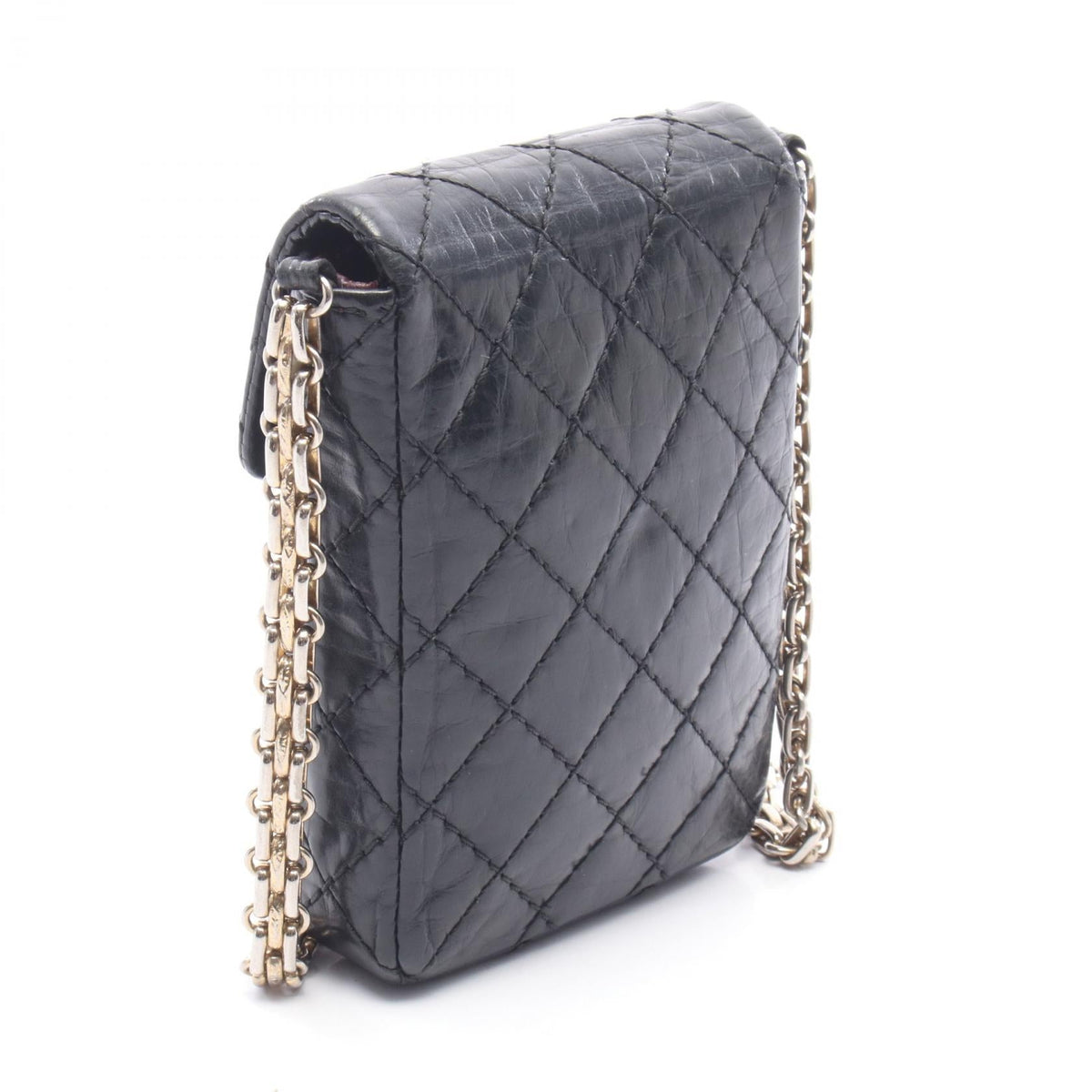 CHANEL Black 2.55 Matelasse Phone Holder leather 2101220054878