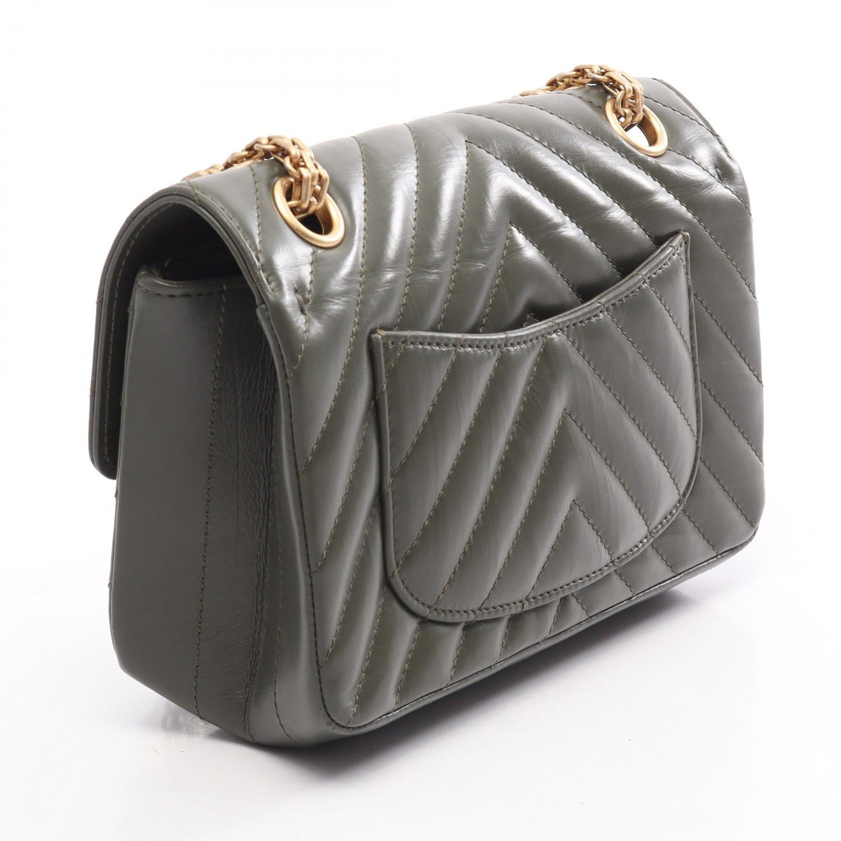 CHANEL Khaki 2.55 chevron V stitch Calfskin (cowhide) AS0874 2106800638363
