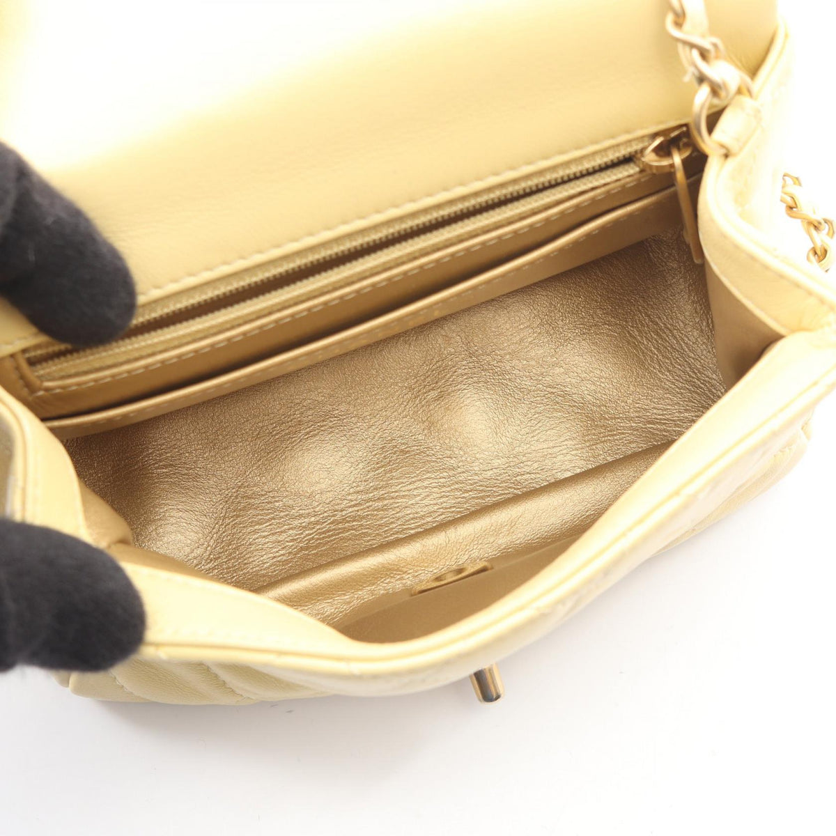 CHANEL Yellow Mini Matelasse Lambskin (sheep leather) 2106800638394