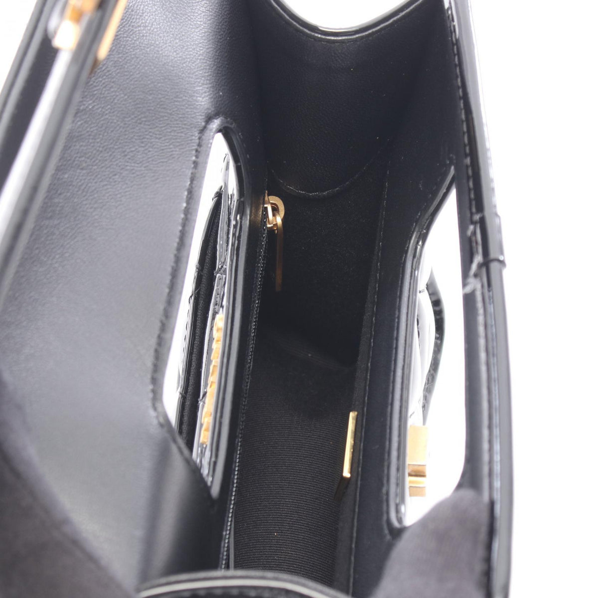 CHANEL Black Matelasse Top Handle Mini Flap Bag Patent leather AS4025 B10887 94305 2106800638400