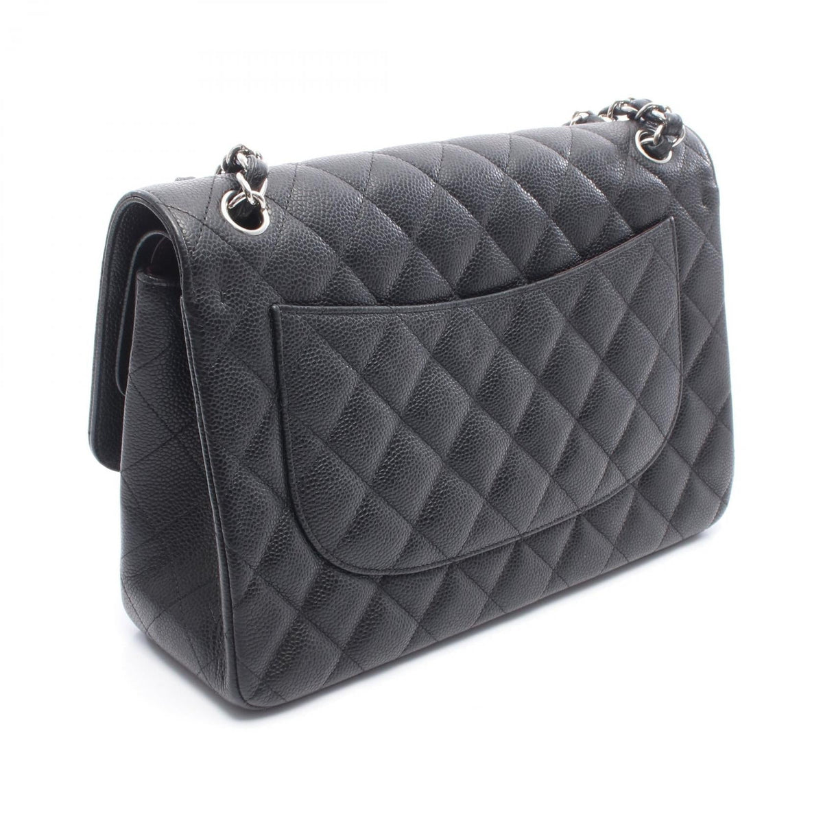 CHANEL Black Deca Matelasse 30 Classic Large W Flap Grained Calfskin leather 2106800638479