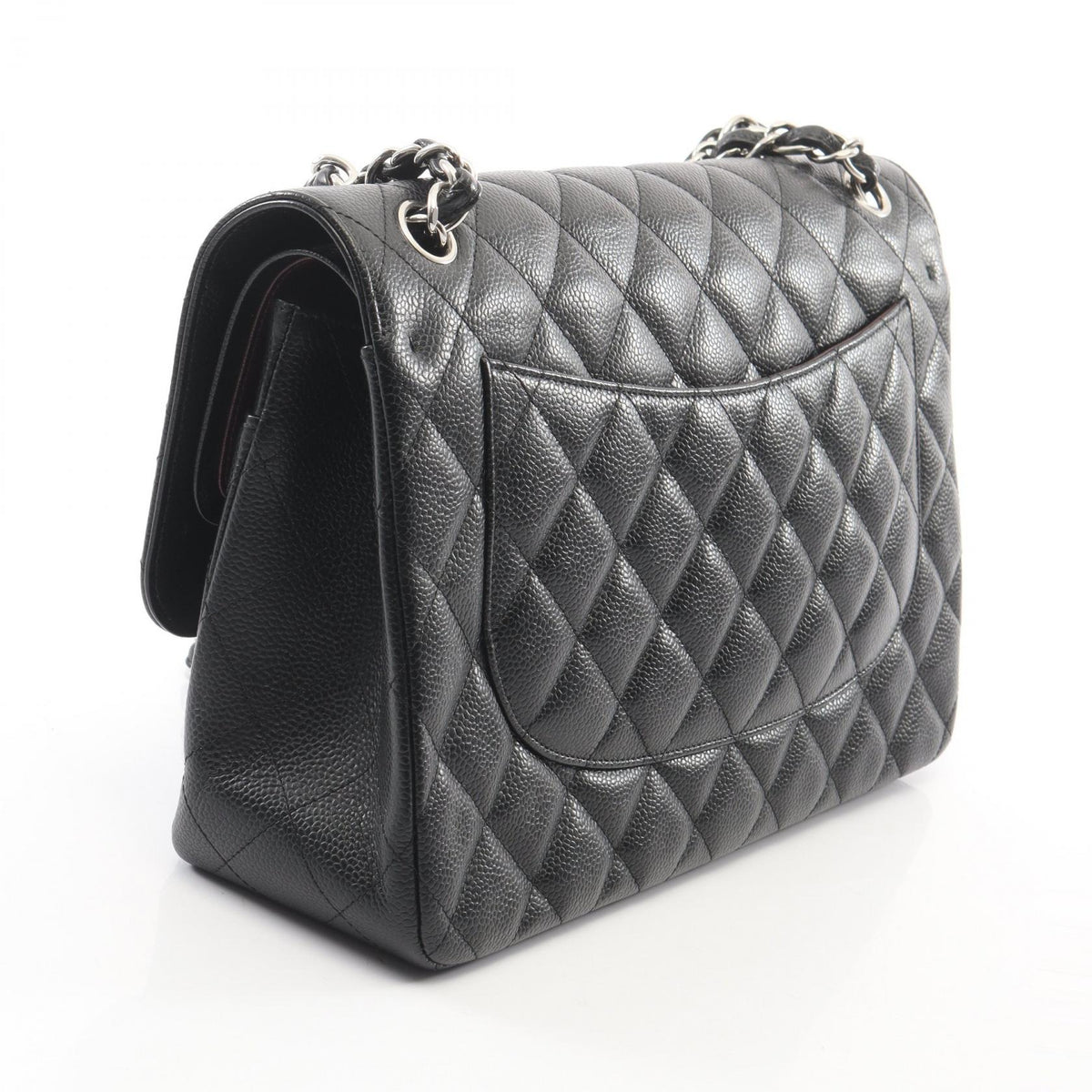 CHANEL Black Deca Matelasse 30 Classic Large W Flap Grained Calfskin leather 2106800638486