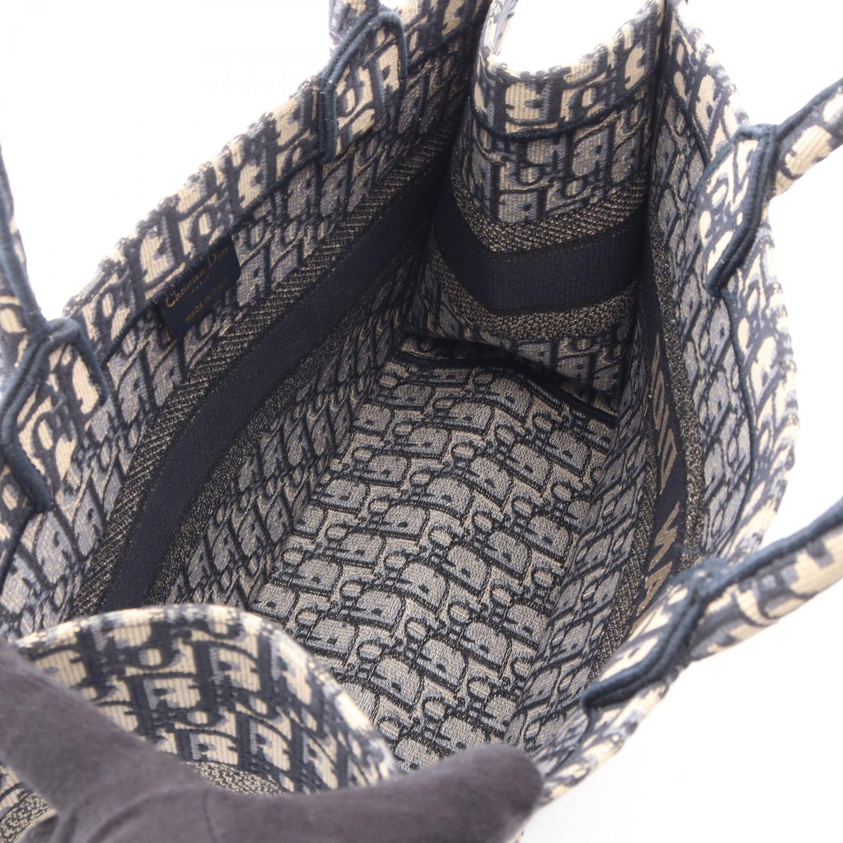 Dior BOOK TOTE Medium Oblique Tote Bag Navy/Beige canvas 2118400242376