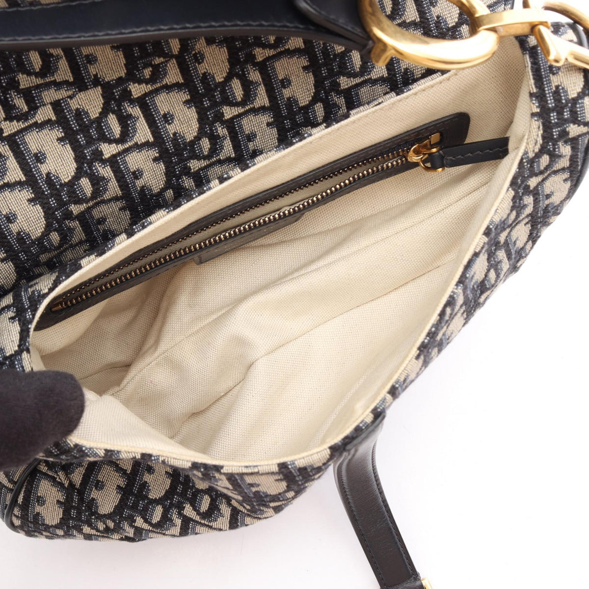 Dior Saddlebag in oblique jacquard Handbag Navy/Beige/Black canvas�leather M0455CTZQ 2106800638202