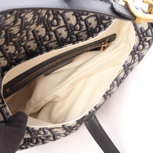 Dior Saddlebag in oblique jacquard Handbag Navy/Beige/Black canvas leather M0455CTZQ 2106800638196