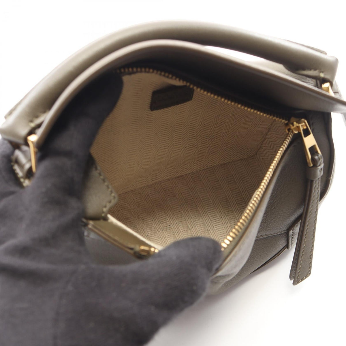 LOEWE PUZZLE EDGE MINI 2-WAY Handbag Khaki leather A510P88X26 2120900131999
